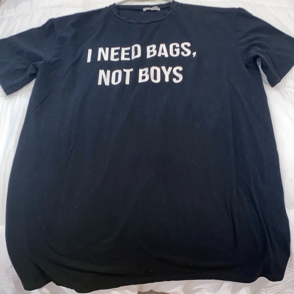 Large over size I NEED BAGS NOT BOYS black tee shirt dress